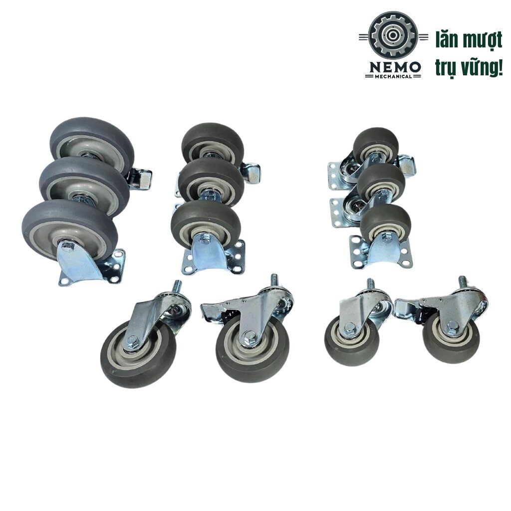 Bánh xe cao su TPR, giảm ồn hiệu quả dùng cho thiết bị y tế, nội thất di động tải trọng 80-100kg